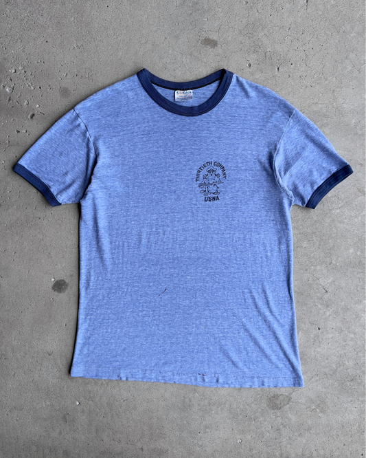 1980s Dirty Thirty Naval Academy Serpent Faded Ringer Tee  - Shop ThreadCount Vintage Co.