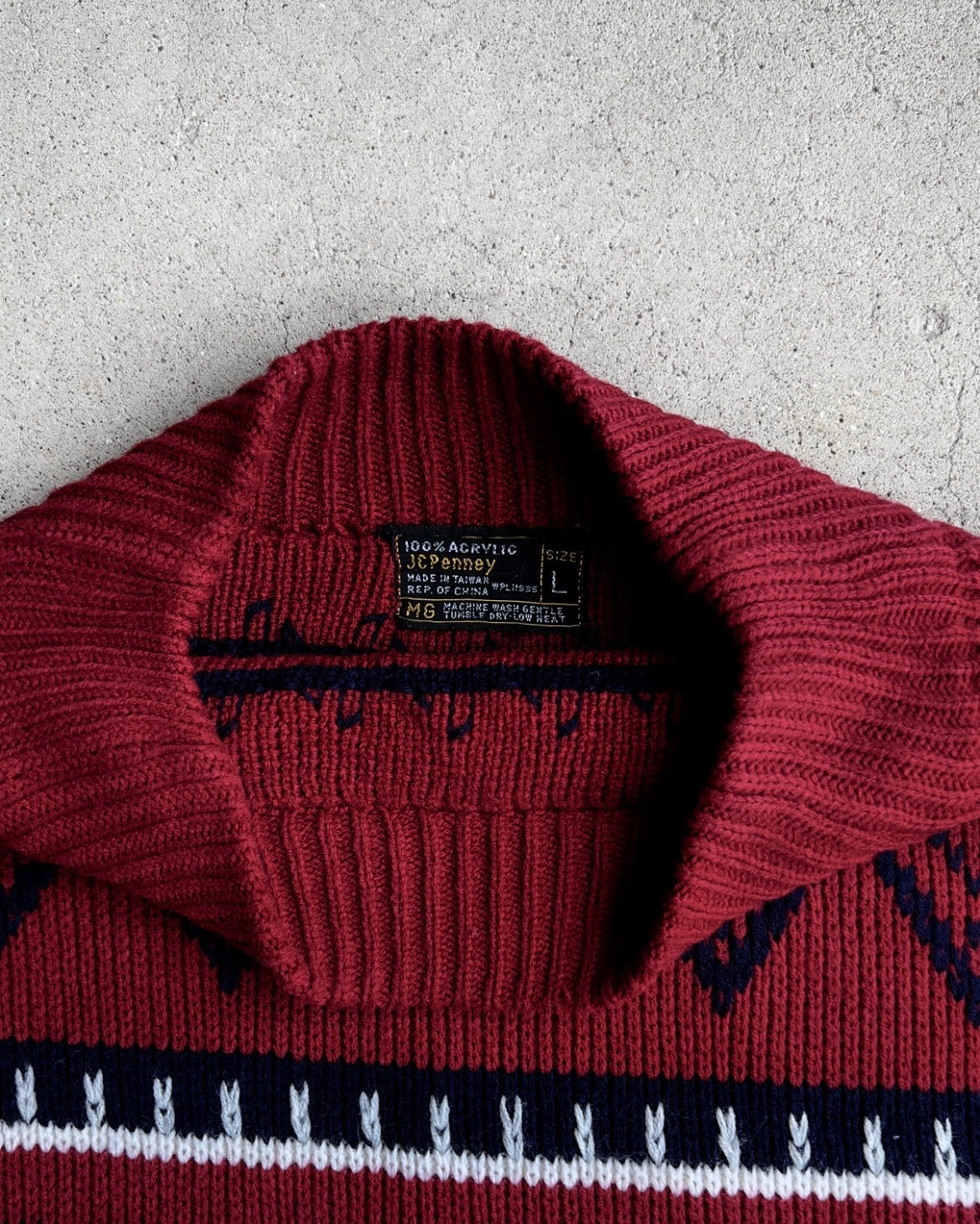 1980s Dark Red & White Knit Holiday Sweater  - Shop ThreadCount Vintage Co.