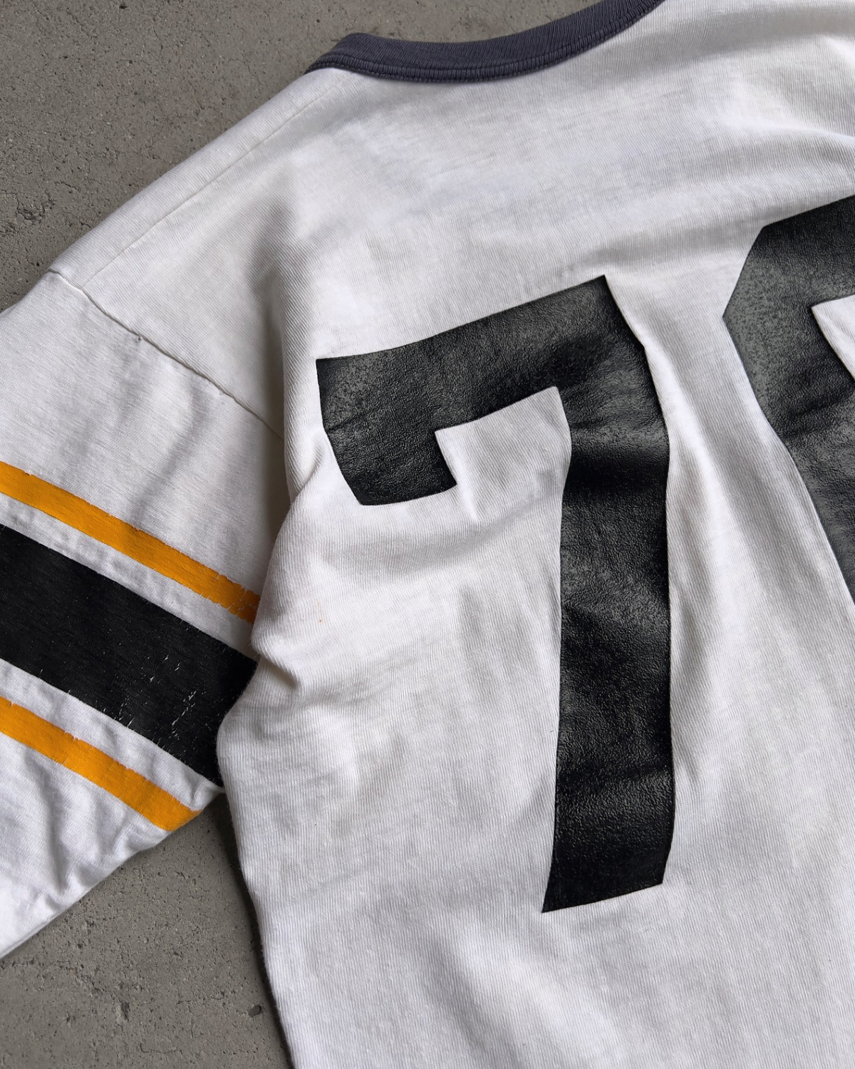 1960s White & Navy ‘76’ Cotton Football Jersey Tee  - Shop ThreadCount Vintage Co.