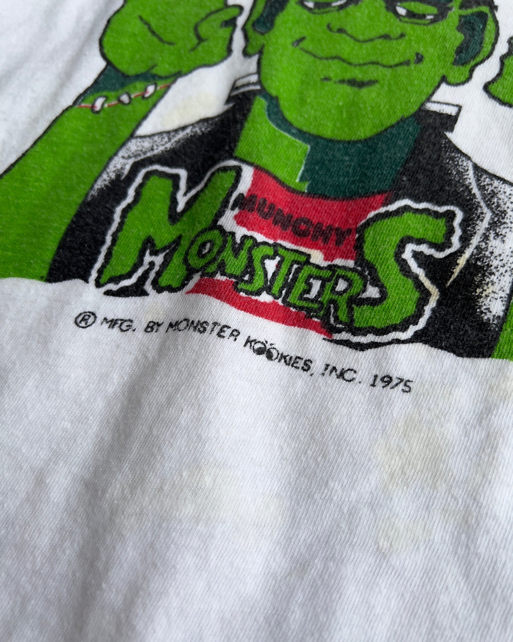 1975 Frankenstein Munchy Monsters Cookies Promotional Tee  - Shop ThreadCount Vintage Co.