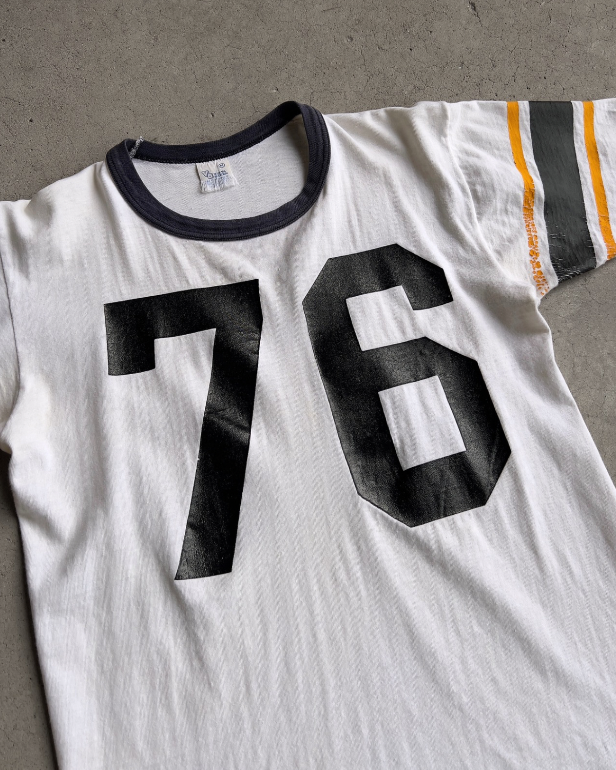 1960s White & Navy ‘76’ Cotton Football Jersey Tee  - Shop ThreadCount Vintage Co.