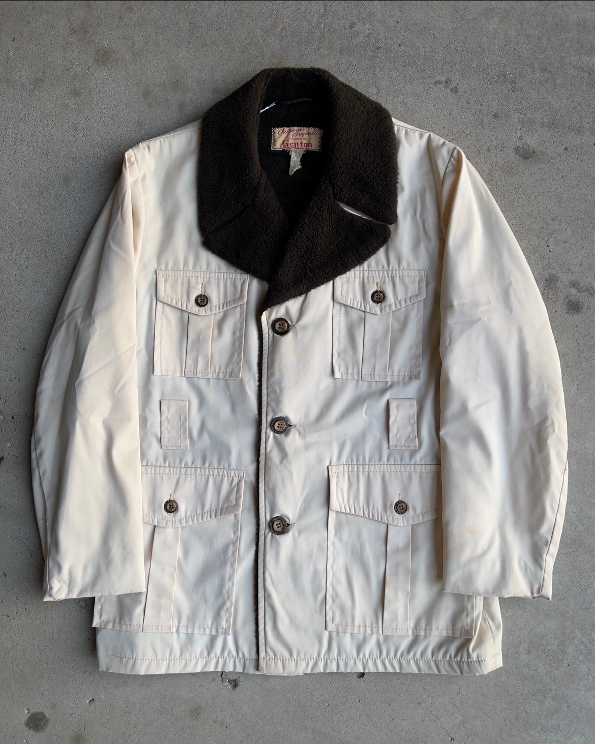 Vintage 1960s White & Brown Pile Lined Long Bush Coat - Shop ThreadCount Vintage Co.