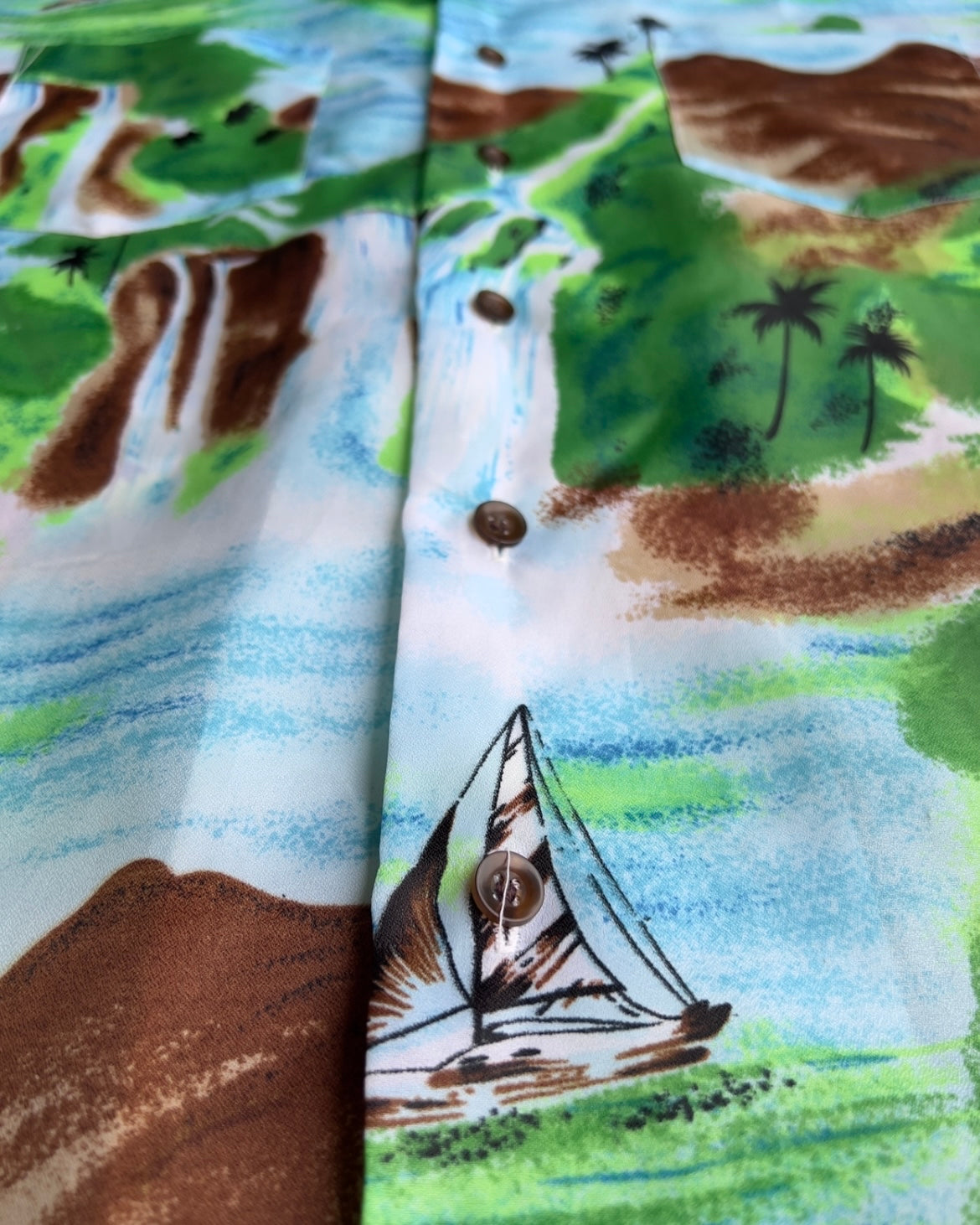1970s Lush Green Islands Hawaiian Shirt  - Shop ThreadCount Vintage Co.