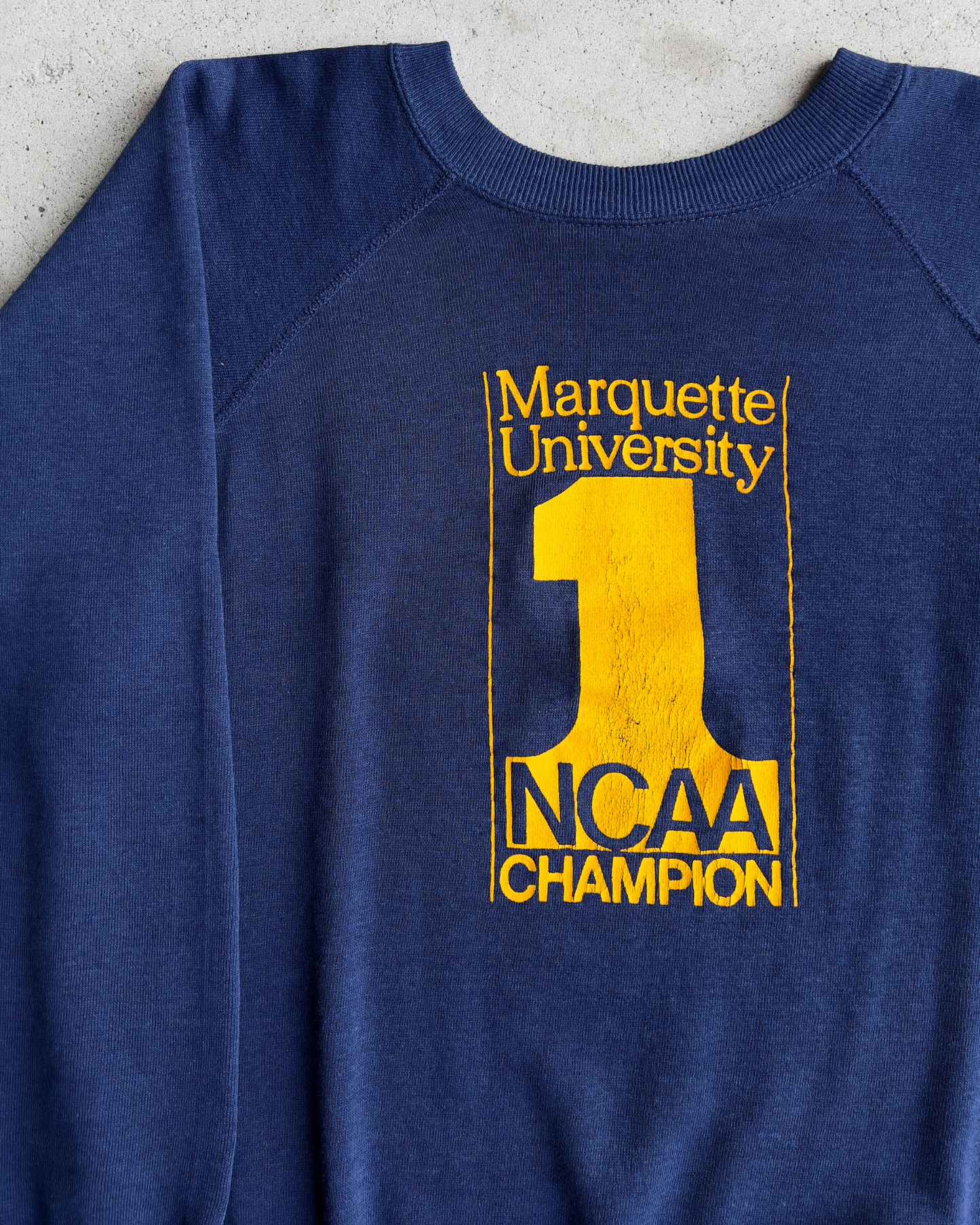 1977 Marquette University Basketball NCAA Champions Navy Sweatshirt  - Shop ThreadCount Vintage Co.