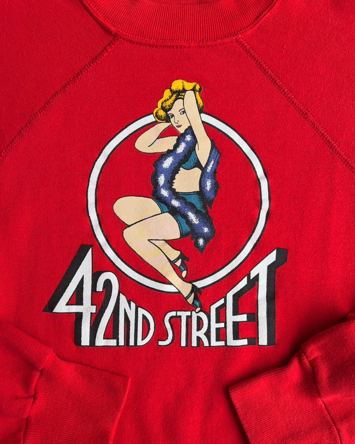 1980s 42nd Street Chicago Musical Red Sweatshirt - Shop THREADCOUNT Vintage Co.