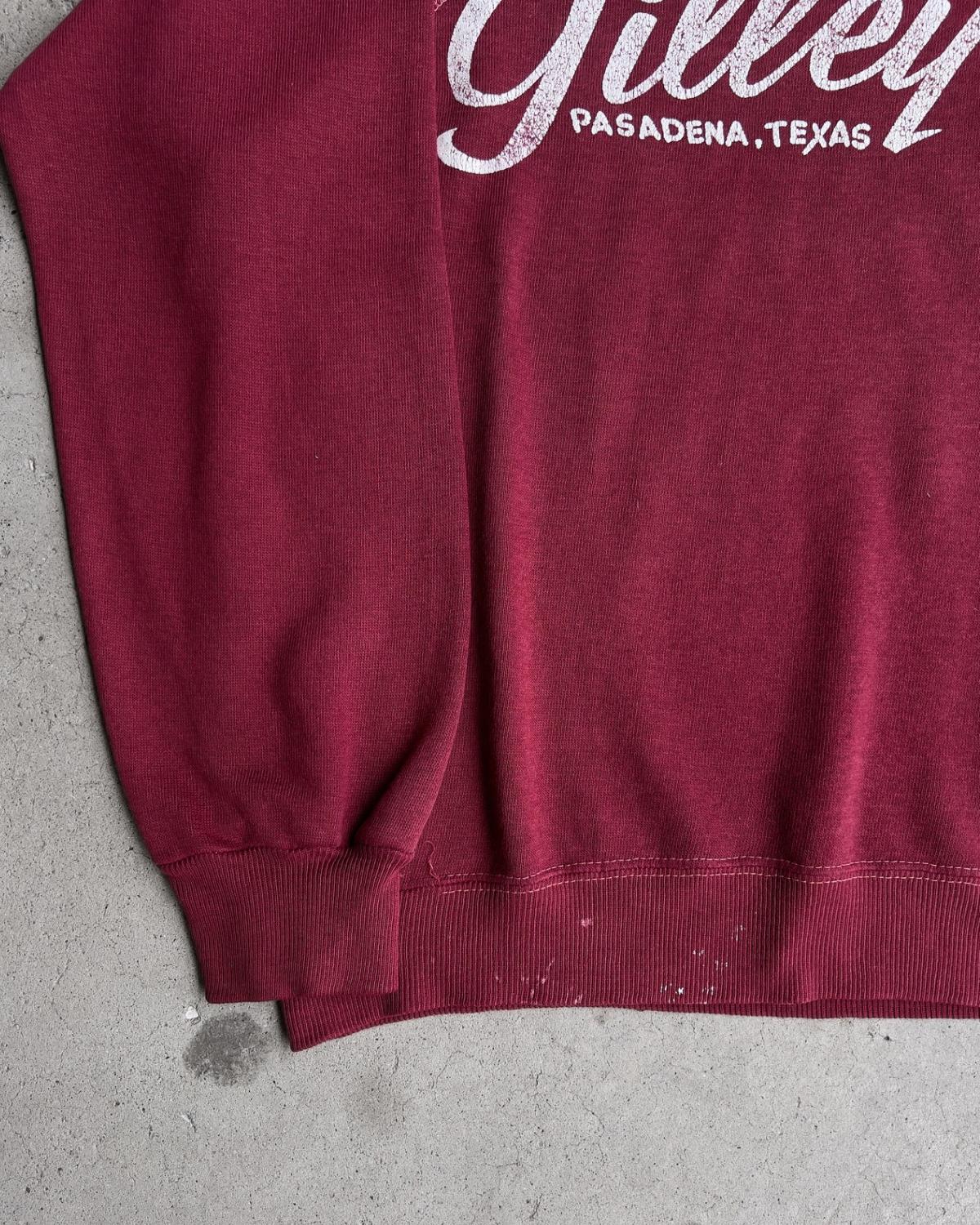 1980s Gilley’s Bar Pasadena Texas Maroon Sweatshirt  - Shop ThreadCount Vintage Co.