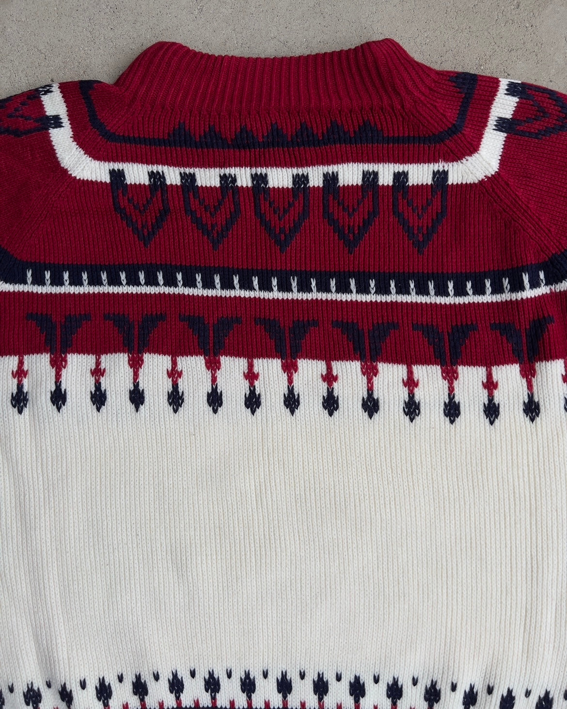 1980s Dark Red & White Knit Holiday Sweater  - Shop ThreadCount Vintage Co.