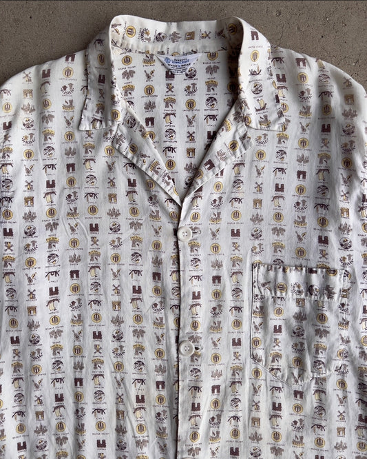 1960s Country Crests Print Button Up Shirt  - Shop THREADCOUNT Vintage Co.