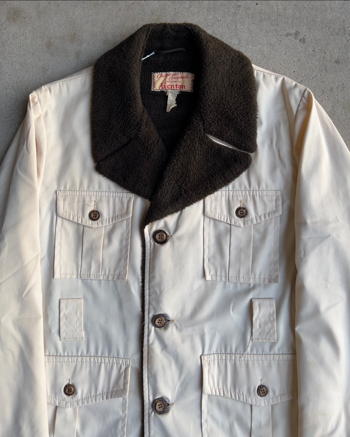 1960s White & Brown Pile Lined Long Bush Coat  - Shop ThreadCount Vintage Co.
