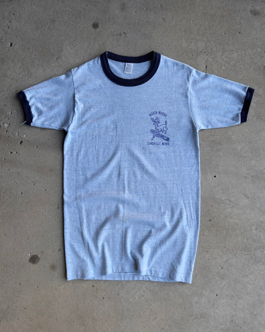 1970s North Woods Longville Minnesota Blue Ringer Tee  - Shop ThreadCount Vintage Co.