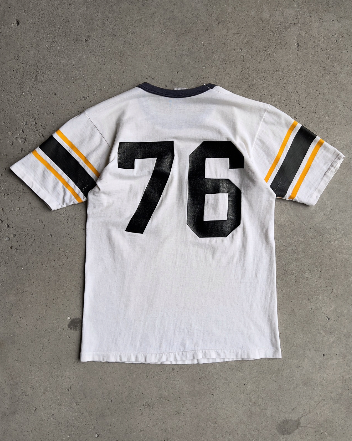 1960s White & Navy ‘76’ Cotton Football Jersey Tee  - Shop ThreadCount Vintage Co.