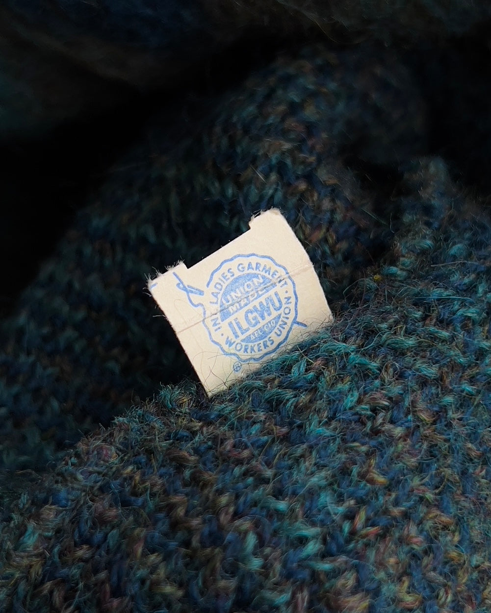 1960s Green & Blue Diamond Argyle Mohair Cardigan  - Shop ThreadCount Vintage Co.