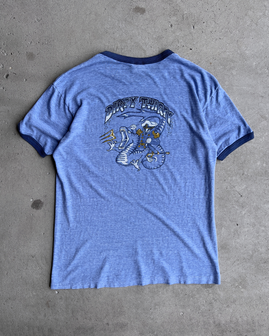 1980s Dirty Thirty Naval Academy Serpent Faded Ringer Tee  - Shop ThreadCount Vintage Co.