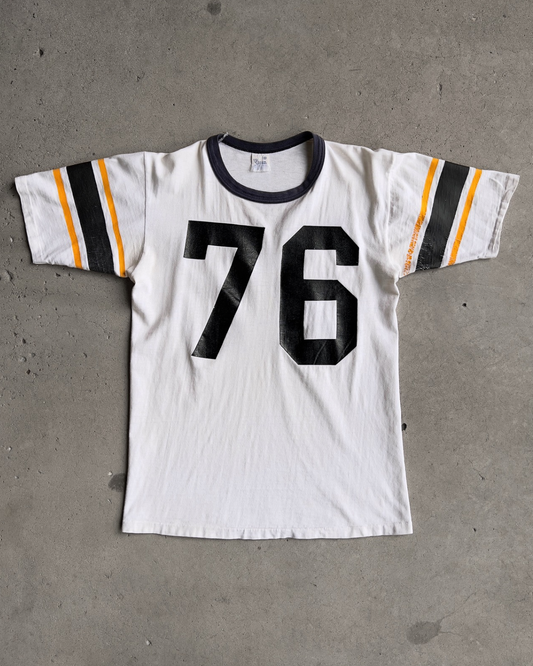1960s White & Navy ‘76’ Cotton Football Jersey Tee  - Shop ThreadCount Vintage Co.