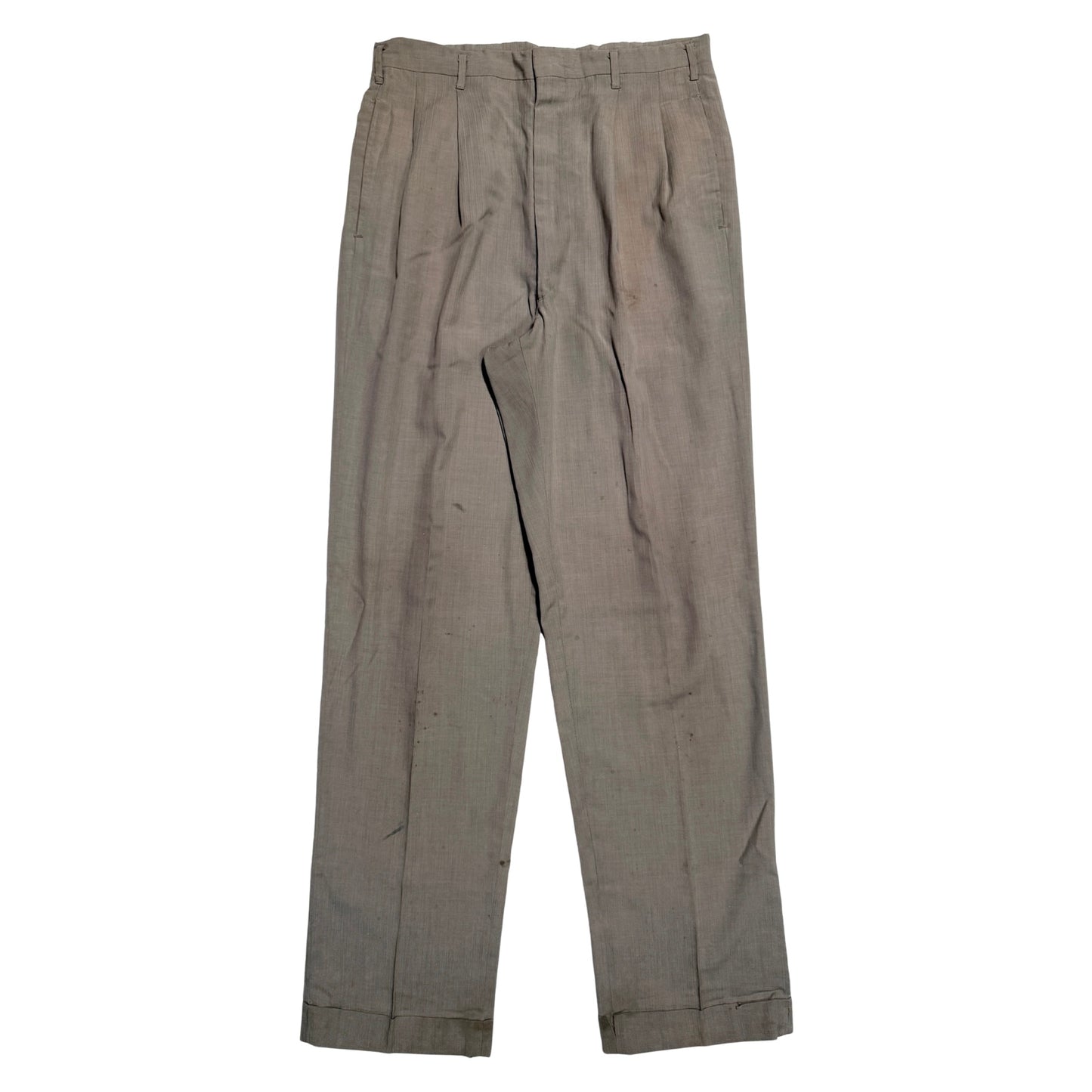 1950s Grey Rayon Drop Loop Dress Pants (32)