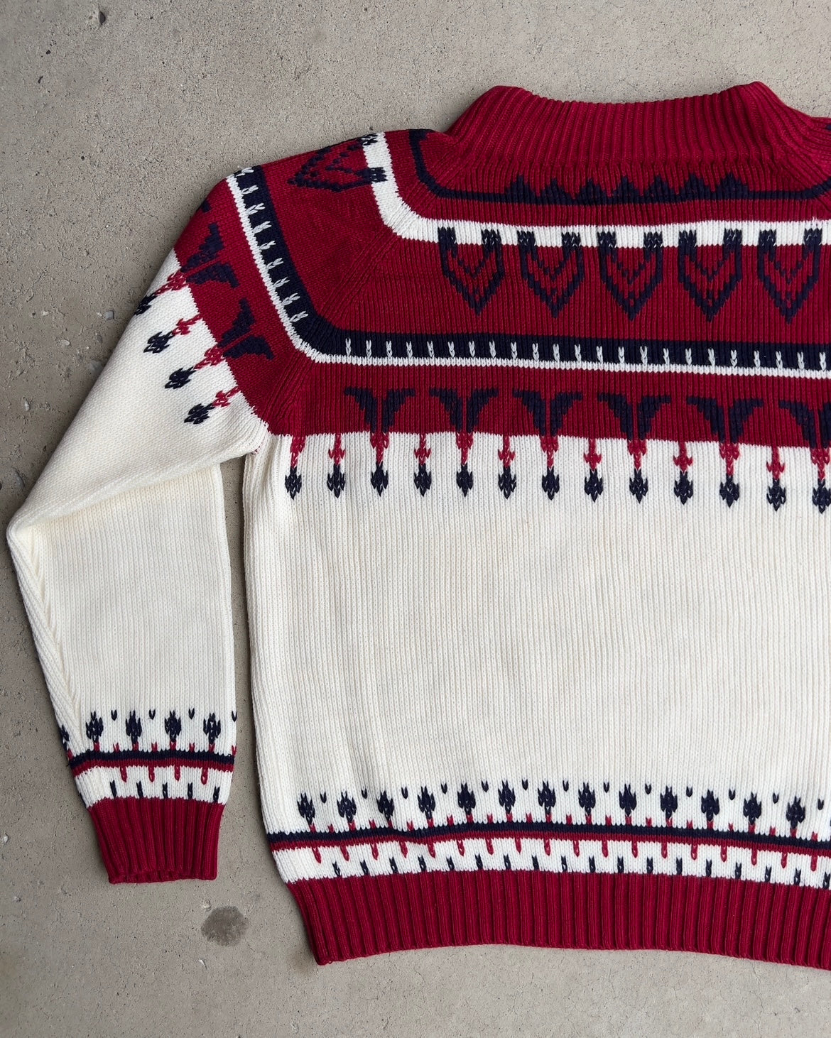 1980s Dark Red & White Knit Holiday Sweater  - Shop ThreadCount Vintage Co.