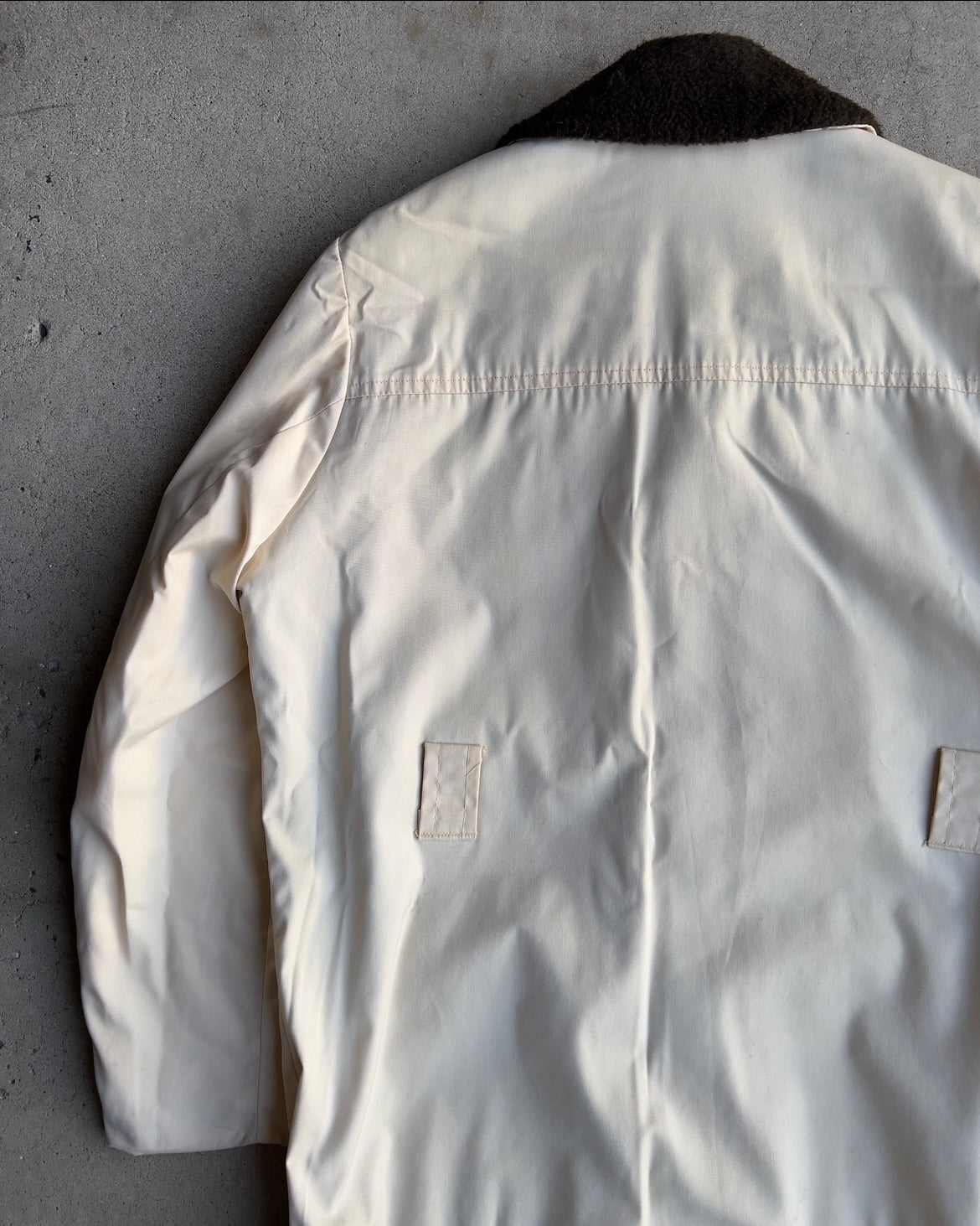 1960s White & Brown Pile Lined Long Bush Coat  - Shop ThreadCount Vintage Co.