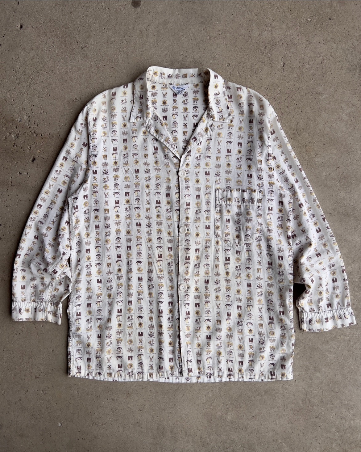 1960s Country Crests Print Button Up Shirt  - Shop THREADCOUNT Vintage Co.
