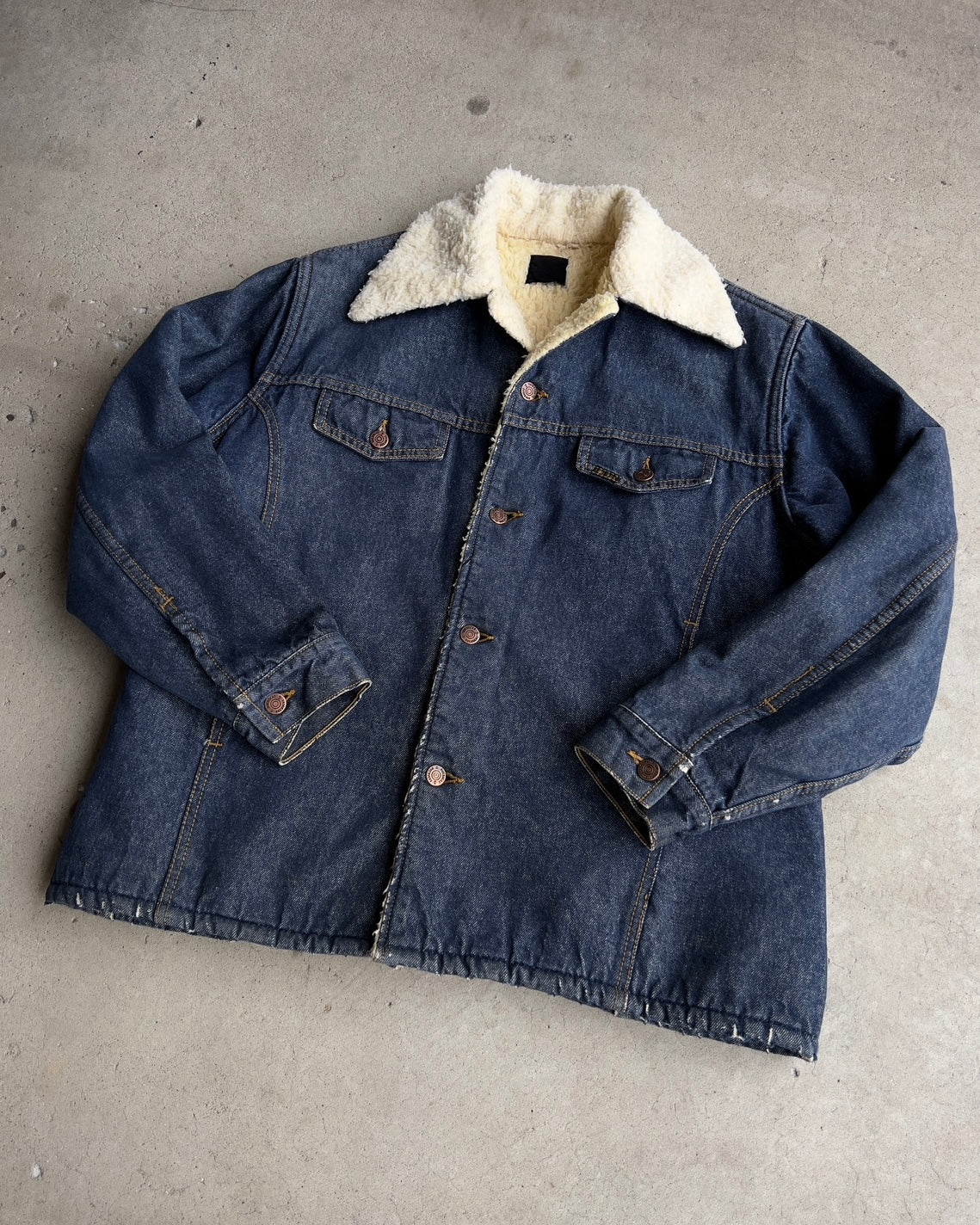Vintage 1960s Denim Sherpa Lined Western Coat - Shop ThreadCount Vintage Co.