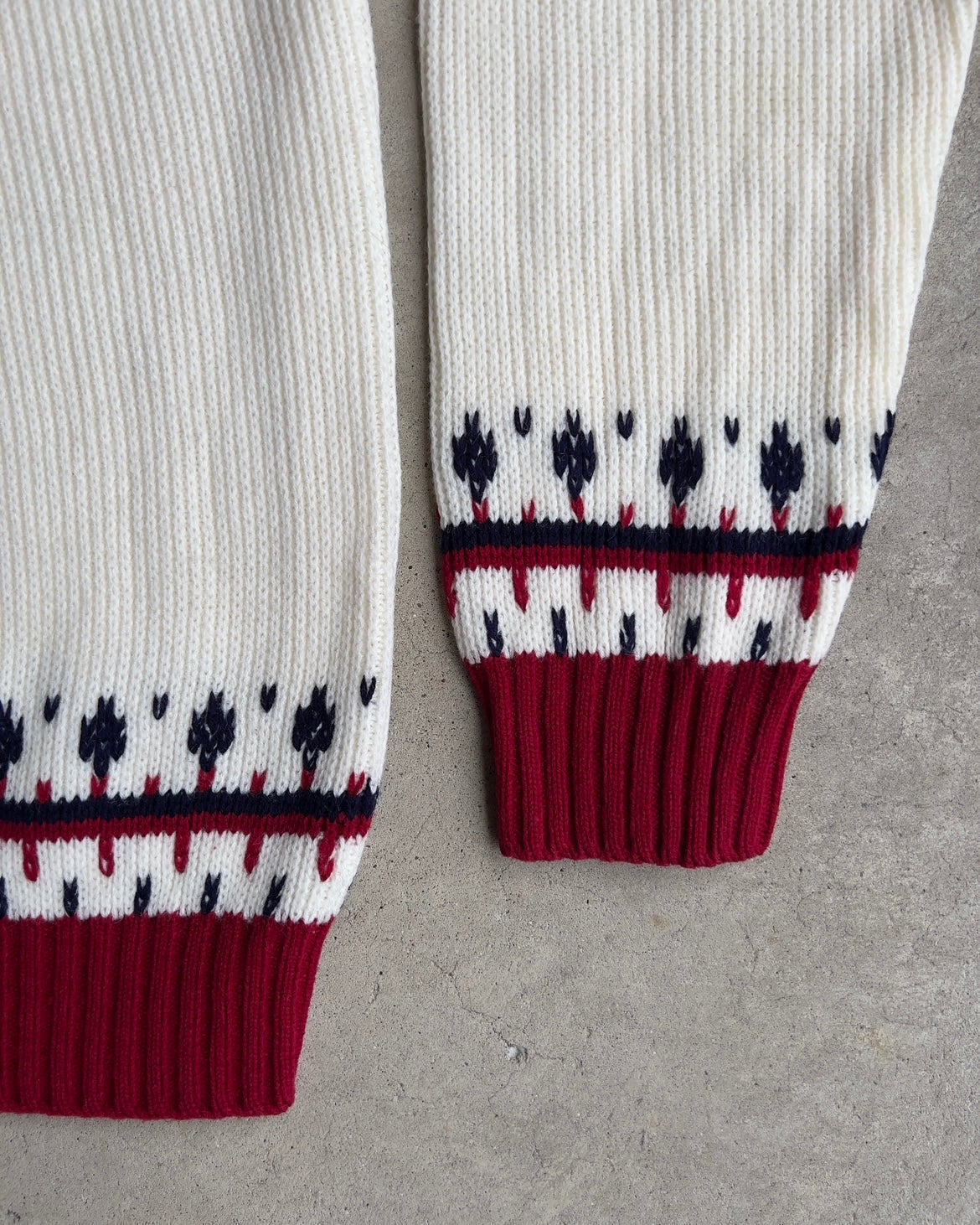 Vintage 1980s Dark Red & White Knit Holiday Sweater - Shop ThreadCount Vintage Co.