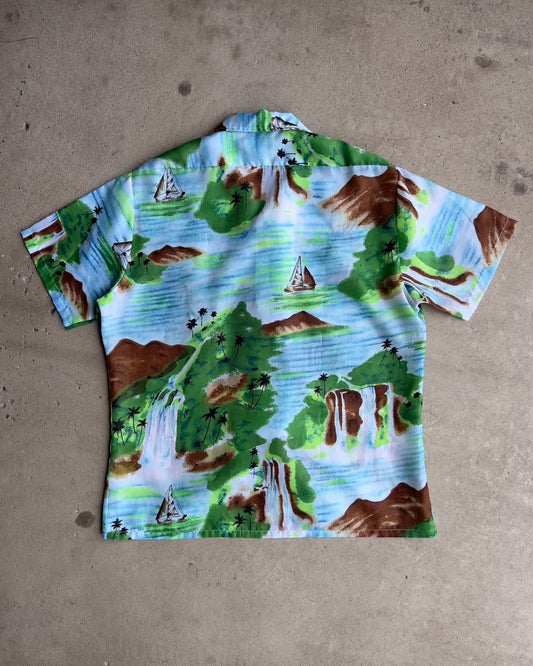 1970s Lush Green Islands Hawaiian Shirt  - Shop ThreadCount Vintage Co.