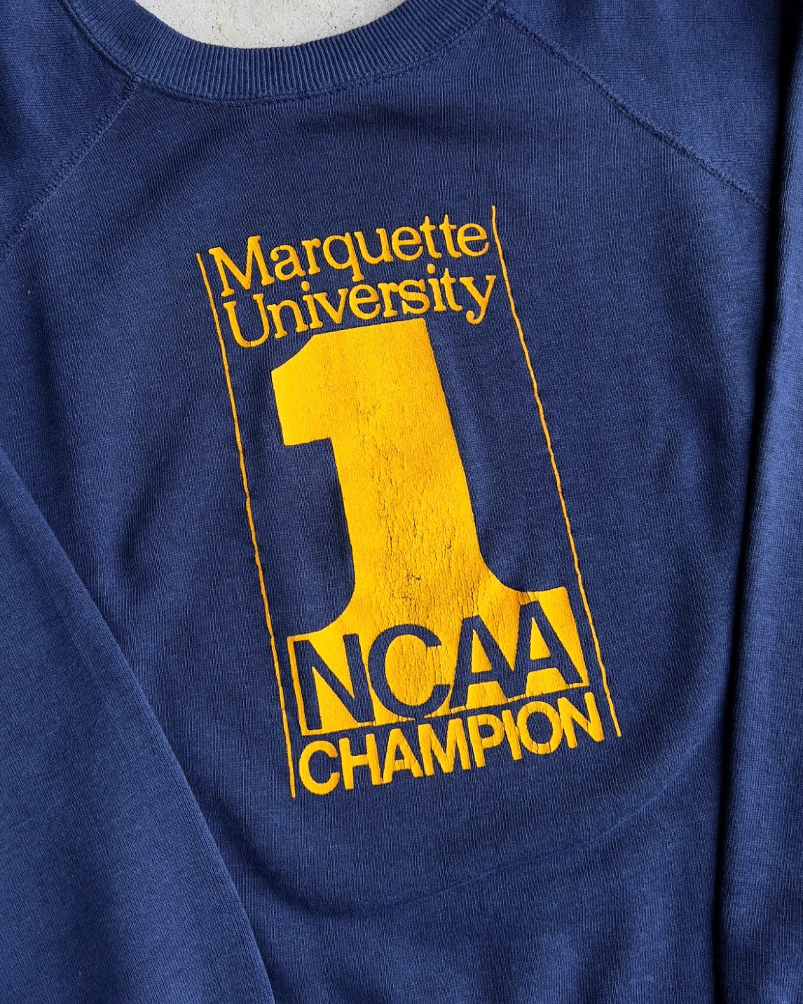 1977 Marquette University Basketball NCAA Champions Navy Sweatshirt  - Shop ThreadCount Vintage Co.