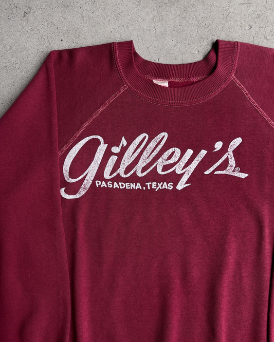 1980s Gilley’s Bar Pasadena Texas Maroon Sweatshirt  - Shop ThreadCount Vintage Co.