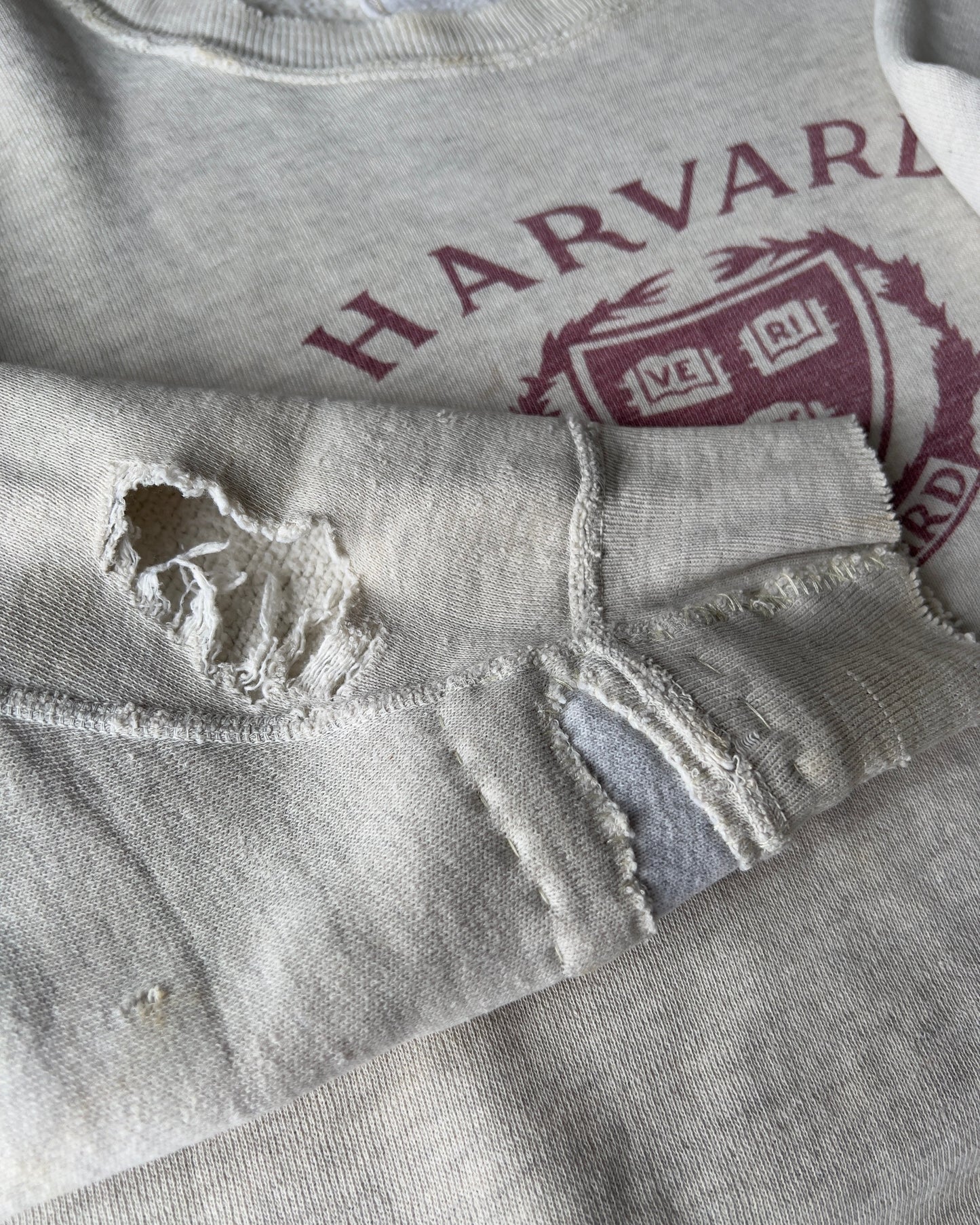 1960s Harvard University Veritas Repaired Cotton Sweatshirt - Shop ThreadCount Vintage Co.