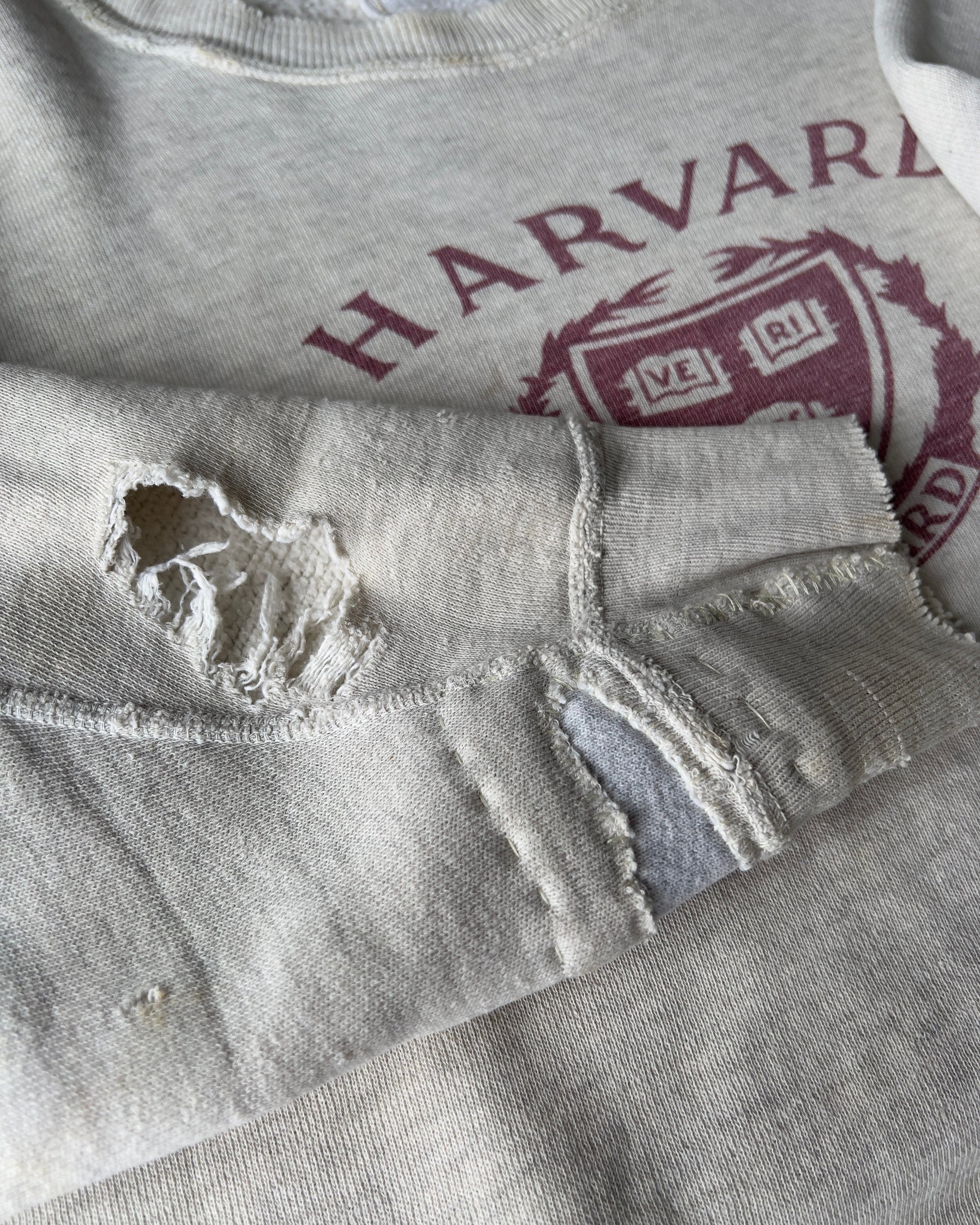 1960s Harvard University Veritas Repaired Cotton Sweatshirt  - Shop ThreadCount Vintage Co.
