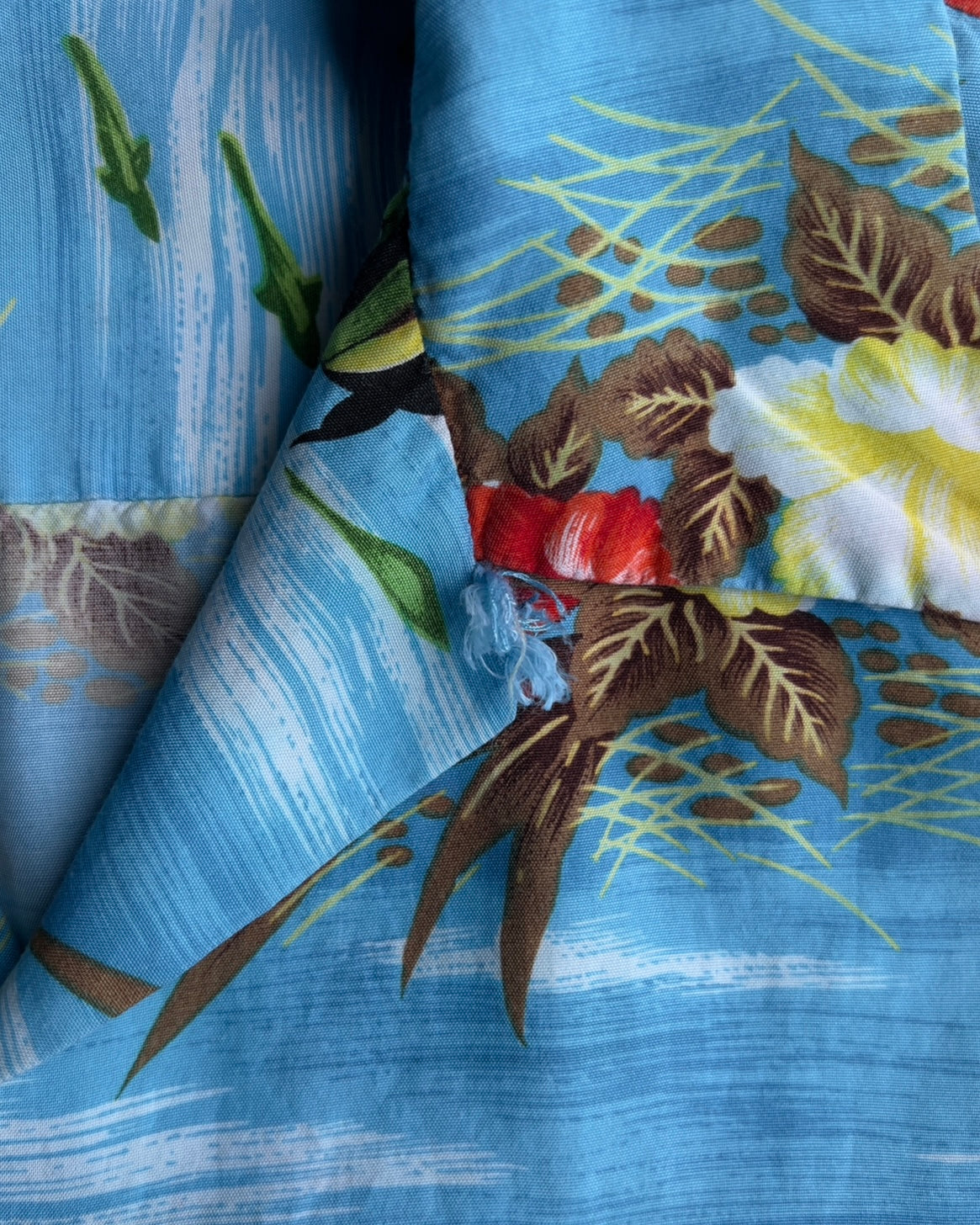 1970s Floral Fish Print Rayon Hawaiian Shirt  - Shop ThreadCount Vintage Co.