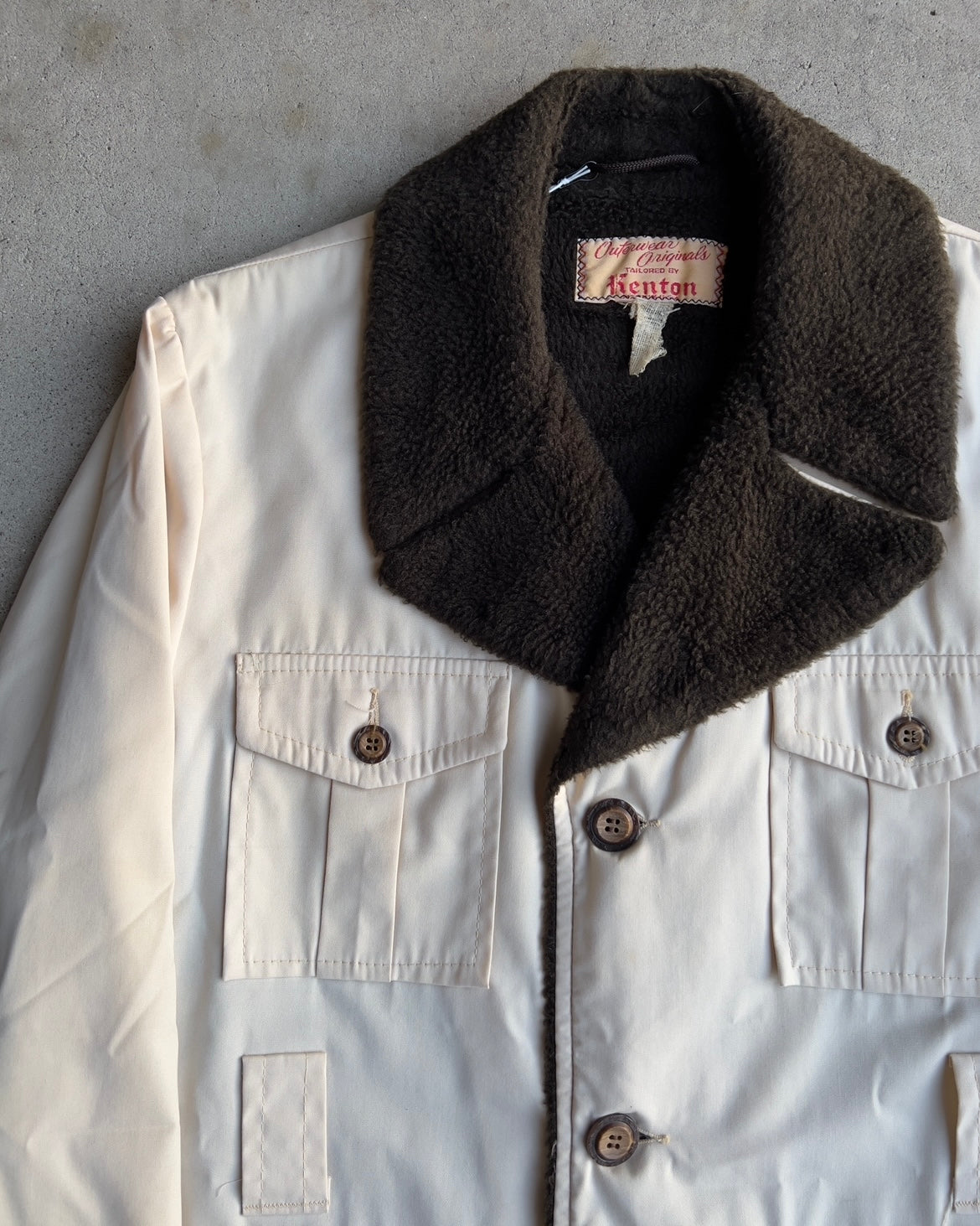 1960s White & Brown Pile Lined Long Bush Coat  - Shop ThreadCount Vintage Co.