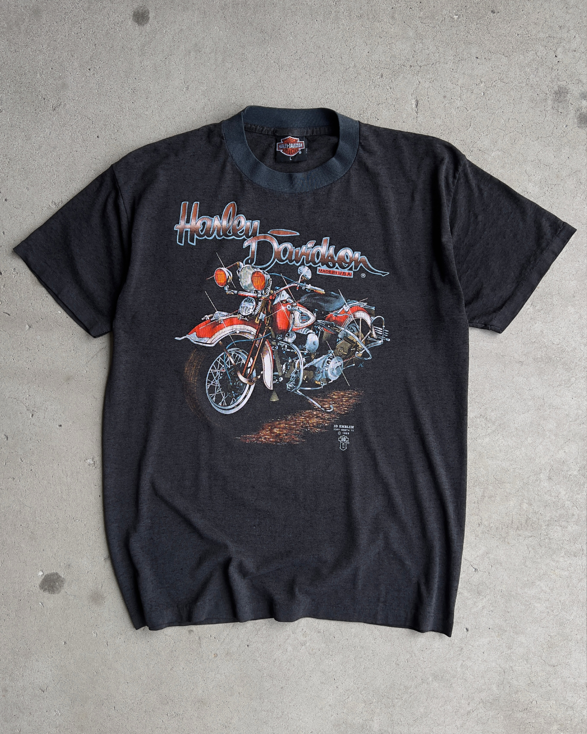 1989 Harley Davidson Ride The Strip 3D Emblem Tee  - Shop ThreadCount Vintage Co.