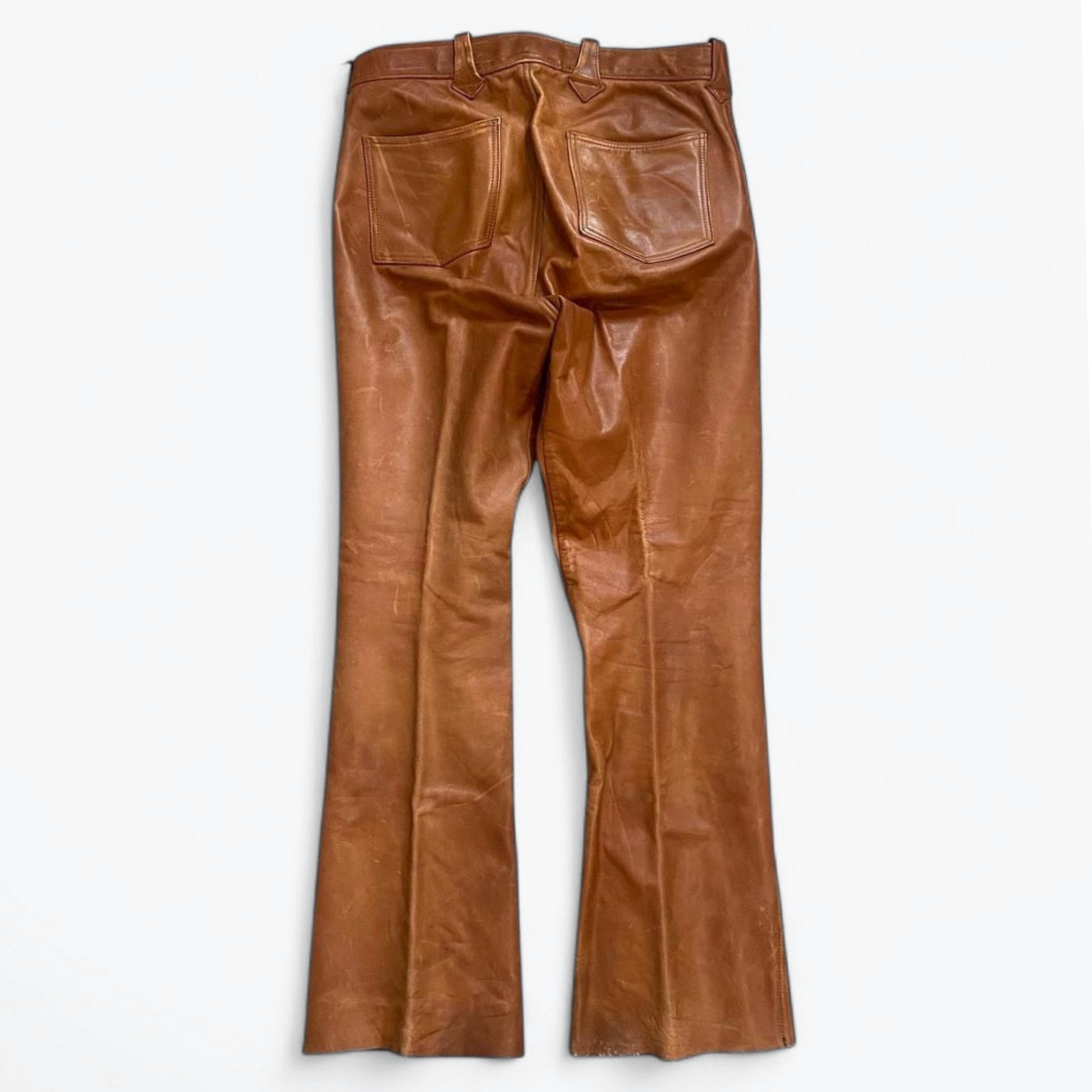 1960s Brown Genuine Leather Handmade Western Pants  - Shop THREADCOUNT Vintage Co.