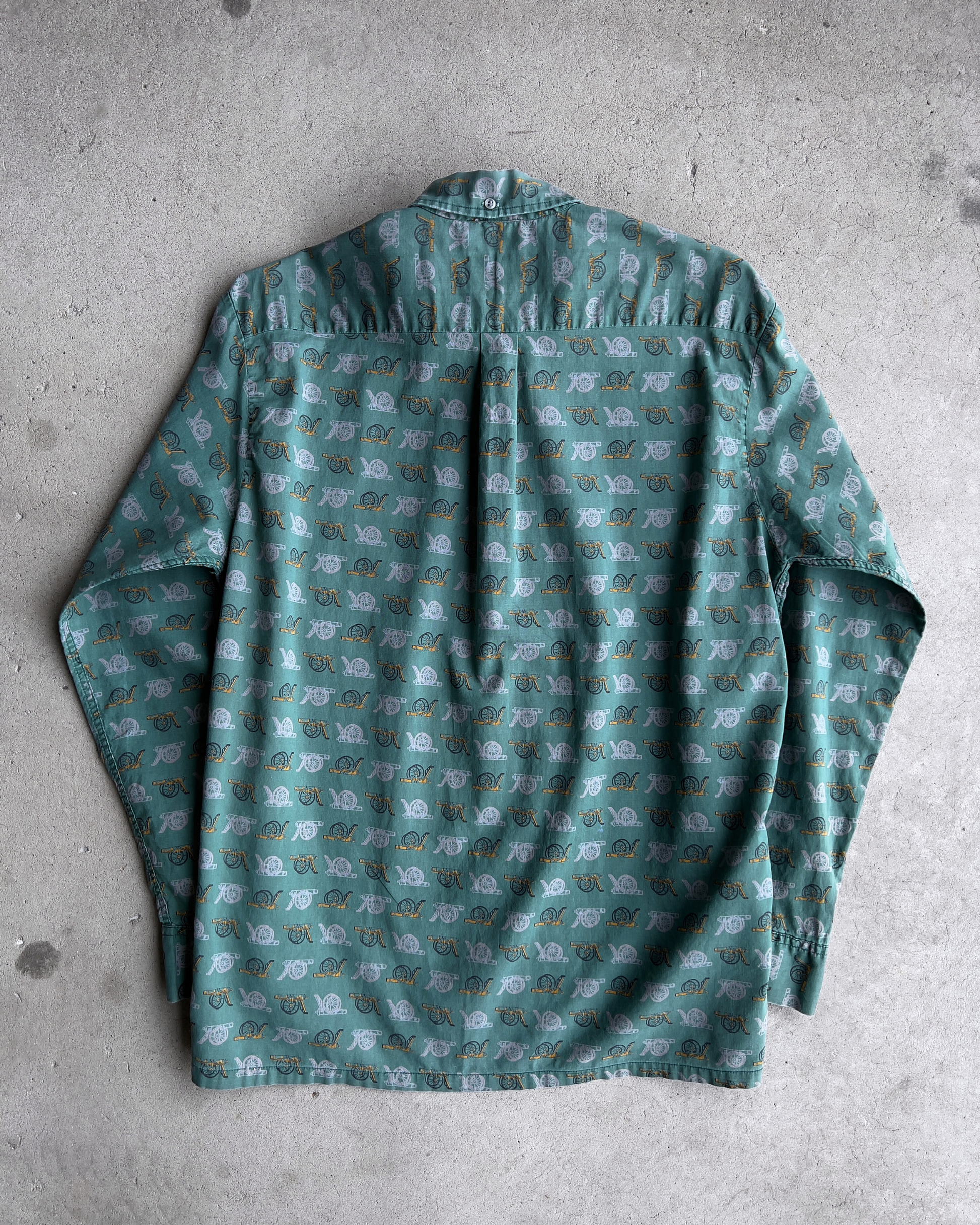 1960s Green Canon Print Perma-Smooth Pilgrim Shirt  - Shop ThreadCount Vintage Co.