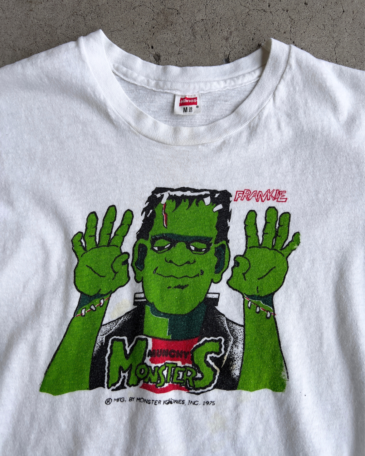 1975 Frankenstein Munchy Monsters Cookies Promotional Tee  - Shop ThreadCount Vintage Co.