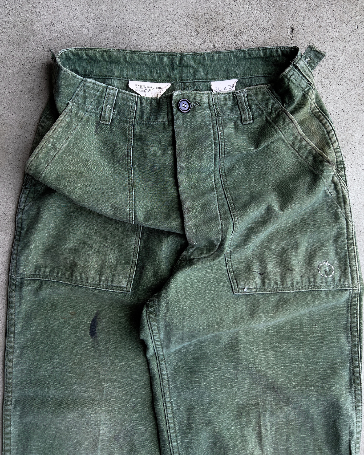 1960s OG 107 Military Green Custom Fatigue Pants - Shop ThreadCount Vintage Co.