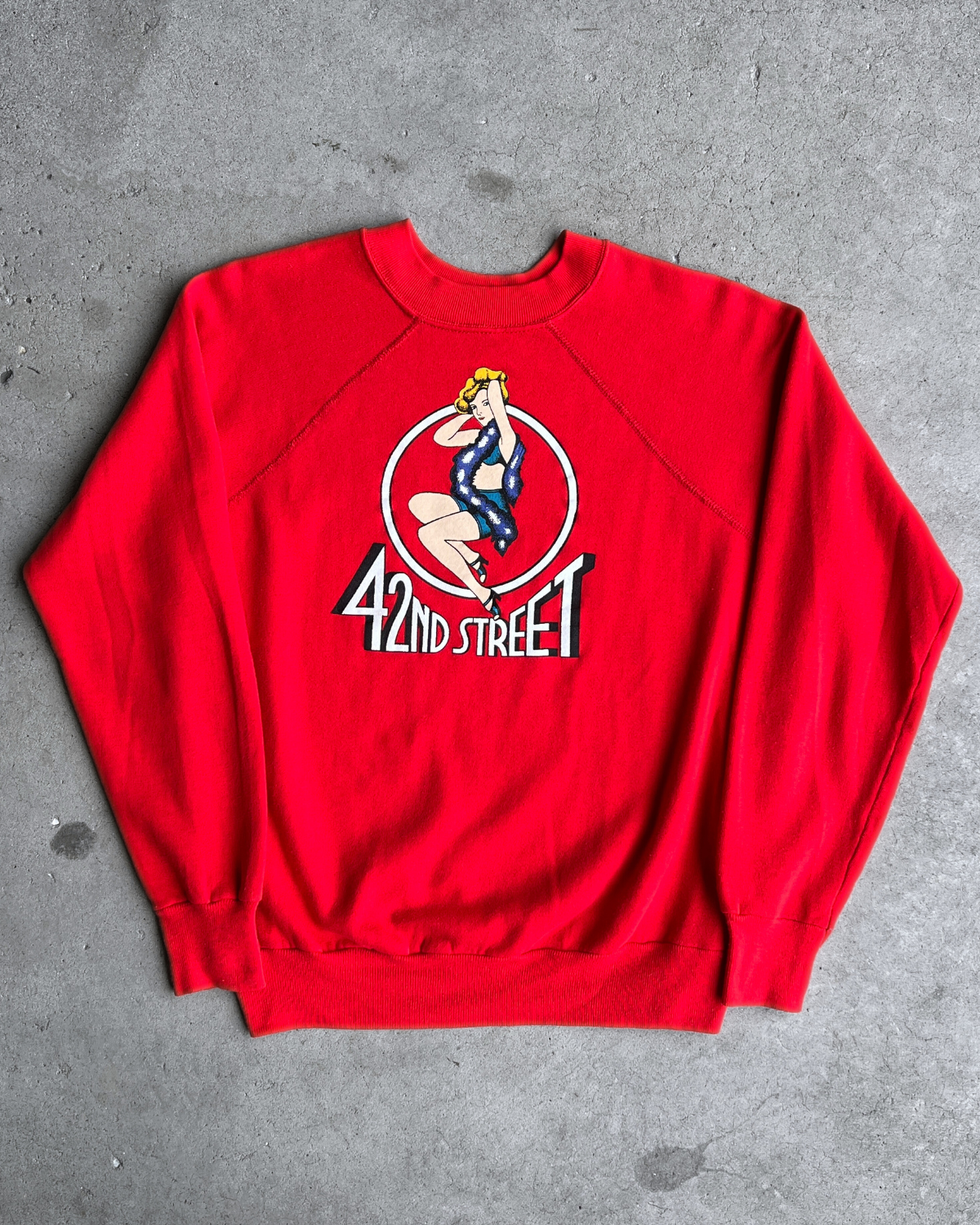 1980s 42nd Street Chicago Musical Red Sweatshirt - Shop THREADCOUNT Vintage Co.