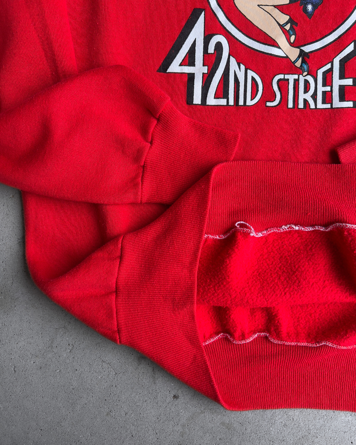 1980s 42nd Street Chicago Musical Red Sweatshirt - Shop THREADCOUNT Vintage Co.