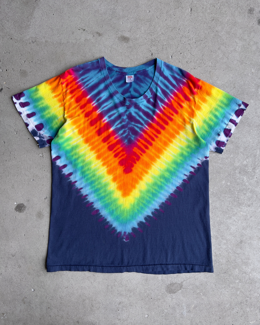 1970s Navy Blue & Rainbow Tie Dye Tee  - Shop ThreadCount Vintage Co.