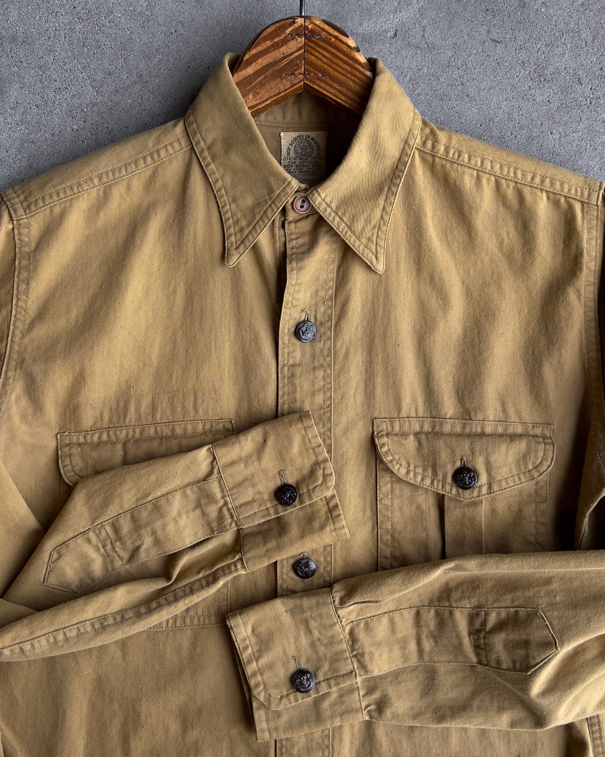 1950s Boy Scouts Khaki Uniform Shirt  - Shop ThreadCount Vintage Co.