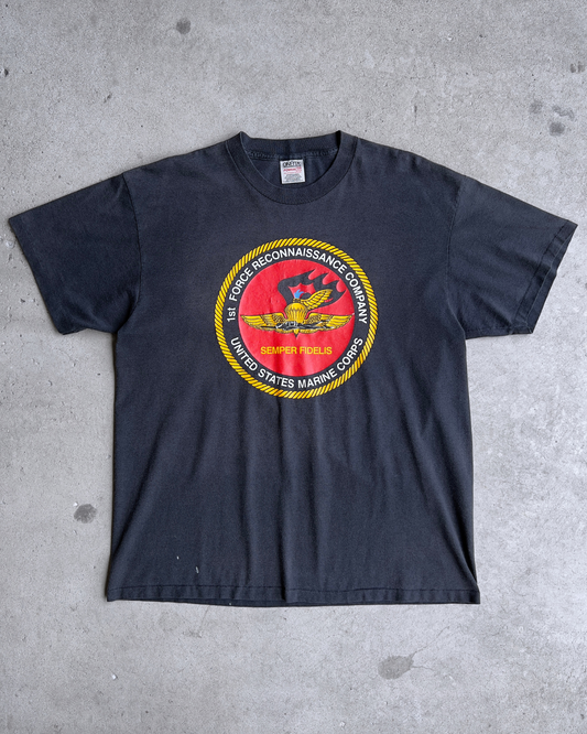 1990s United States Marine Corps Black Graphic Tee  - Shop THREADCOUNT Vintage Co.