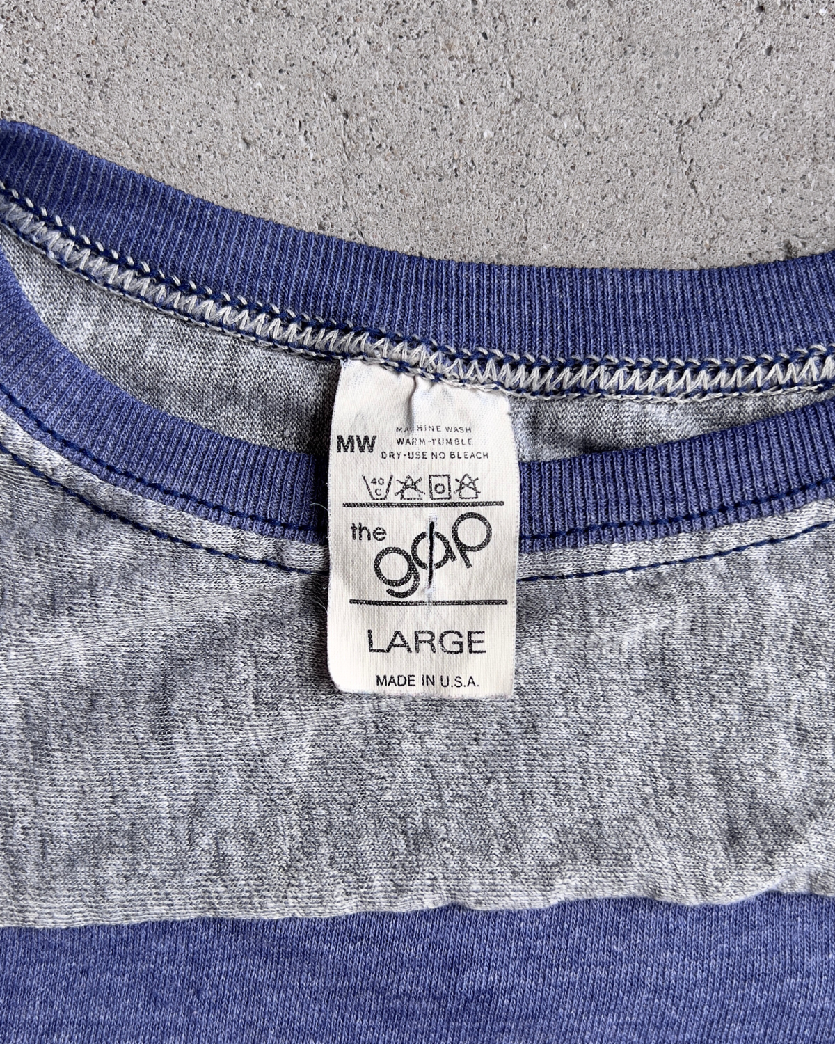 Vintage 1970s Blue & Grey Distressed Jersey Tee - Shop ThreadCount Vintage Co.