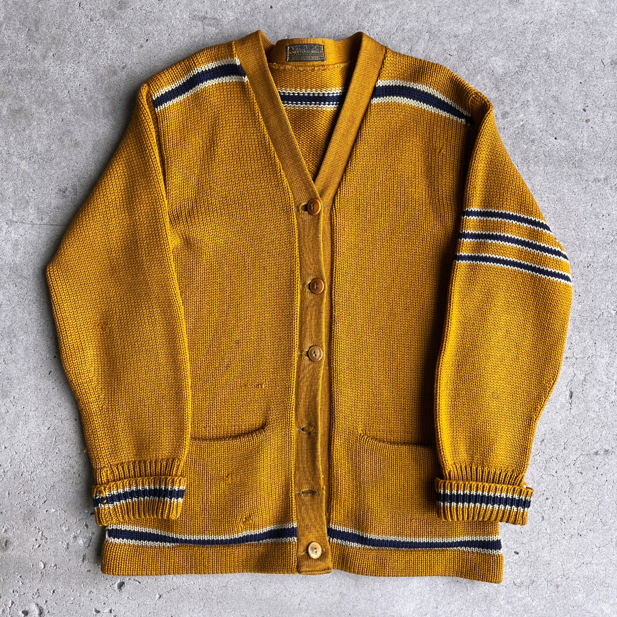 1960s Chicago Vocational Golden Wool Letterman Cardigan  - Shop ThreadCount Vintage Co.