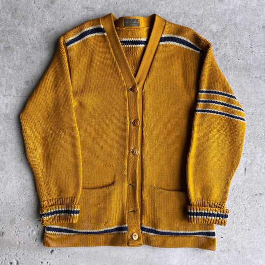 1960s Chicago Vocational Golden Wool Letterman Cardigan  - Shop ThreadCount Vintage Co.