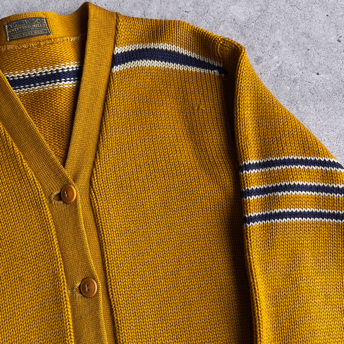 1960s Chicago Vocational Golden Wool Letterman Cardigan  - Shop ThreadCount Vintage Co.