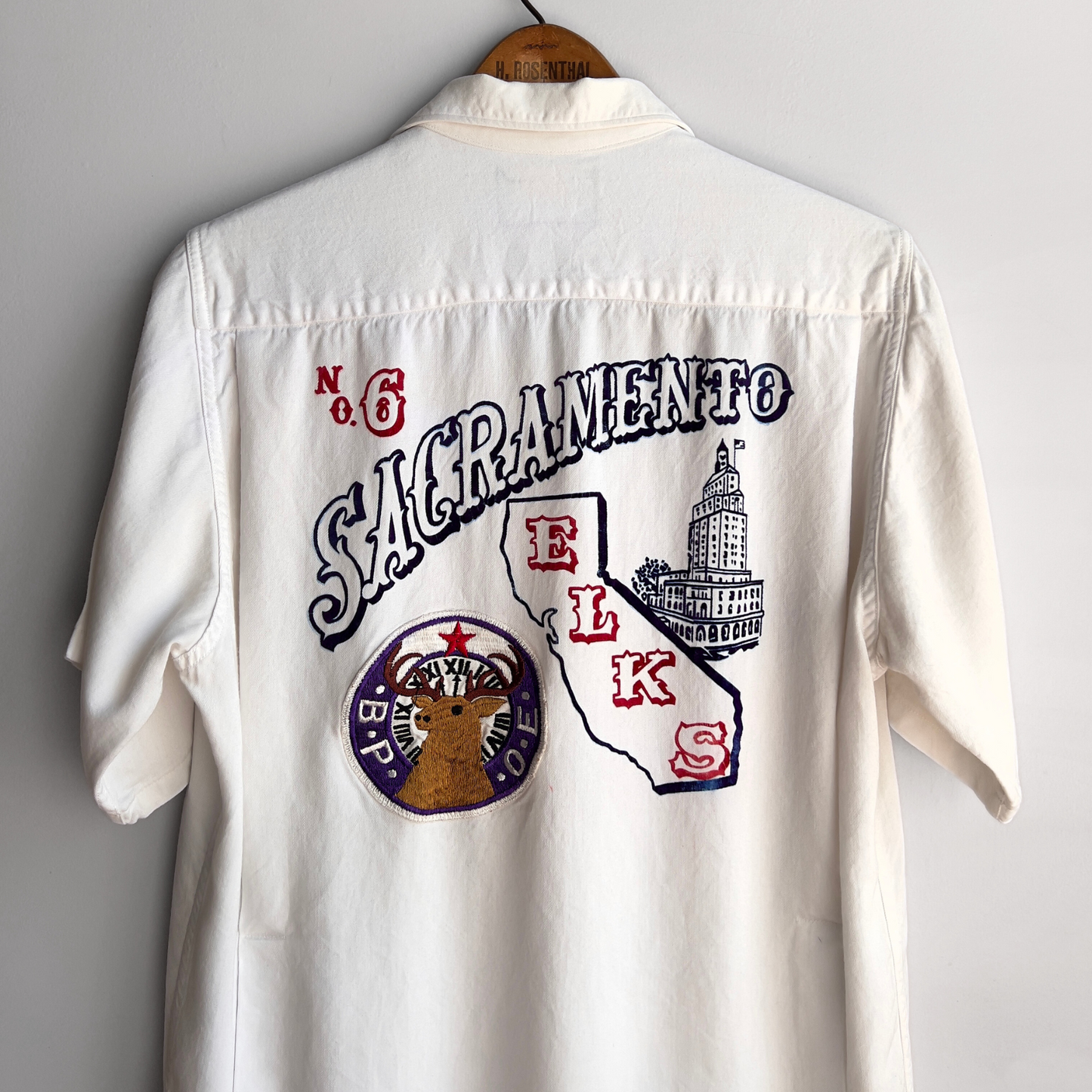1960s Sacramento Elks Chain Stitch Rayon Bowling Shirt  - Shop ThreadCount Vintage Co.