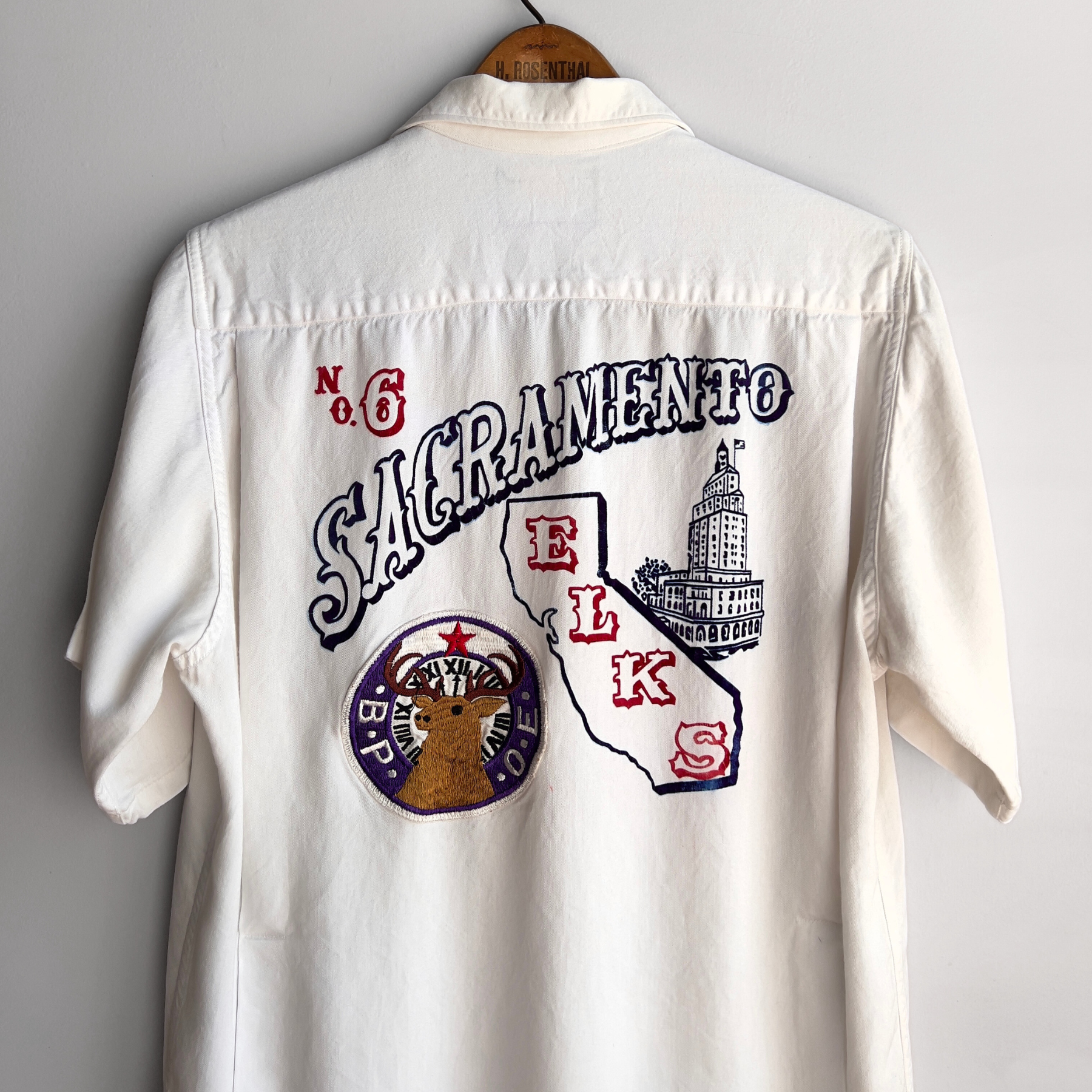 1960s Sacramento Elks Chain Stitch Rayon Bowling Shirt  - Shop ThreadCount Vintage Co.