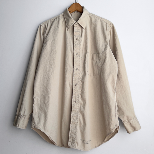 1950s Military Tan Cotton Poplin Dress Shirt  - Shop ThreadCount Vintage Co.