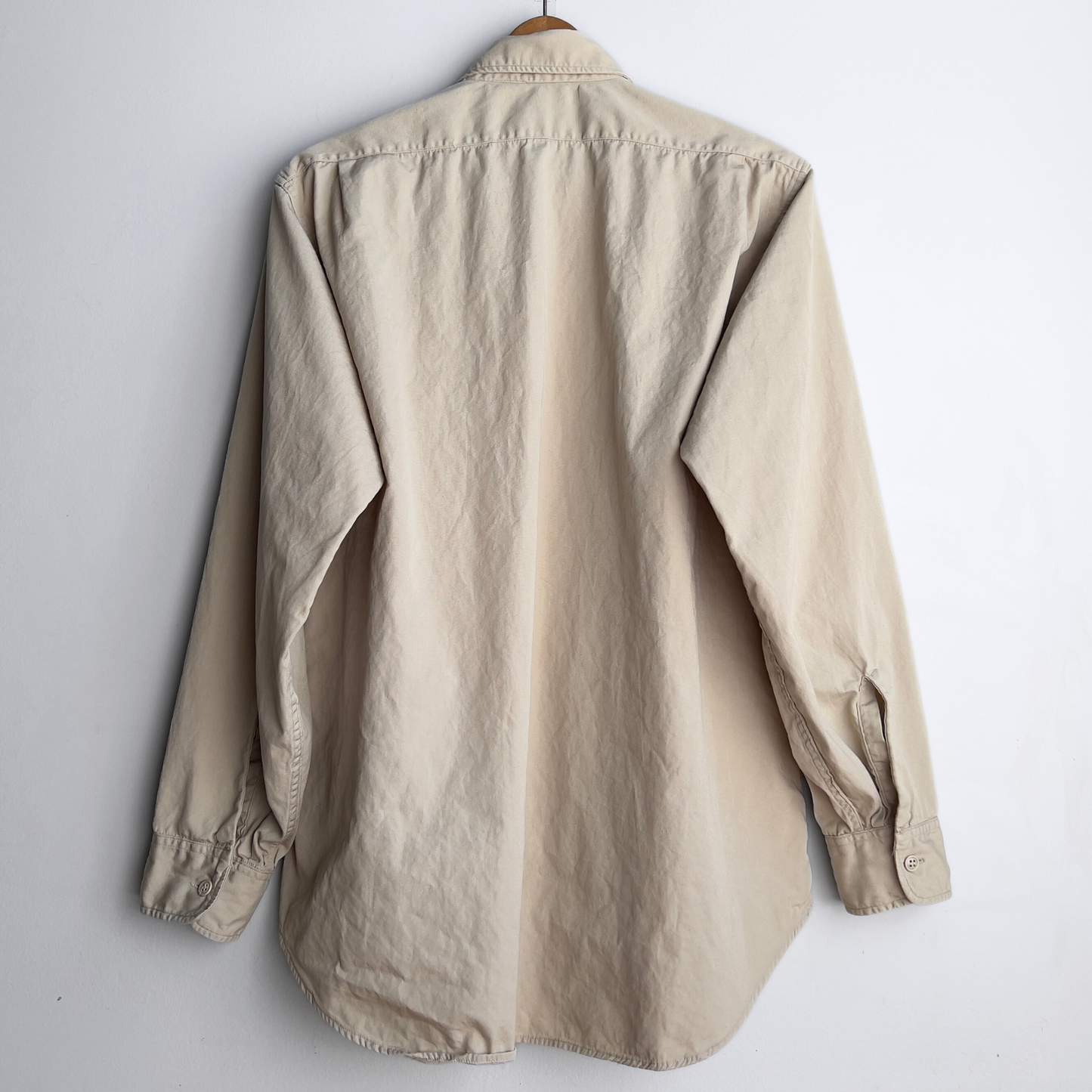 Vintage 1950s Military Tan Cotton Poplin Dress Shirt - Shop ThreadCount Vintage Co.