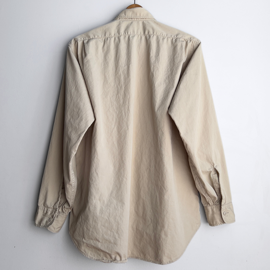1950s Military Tan Cotton Poplin Dress Shirt  - Shop ThreadCount Vintage Co.
